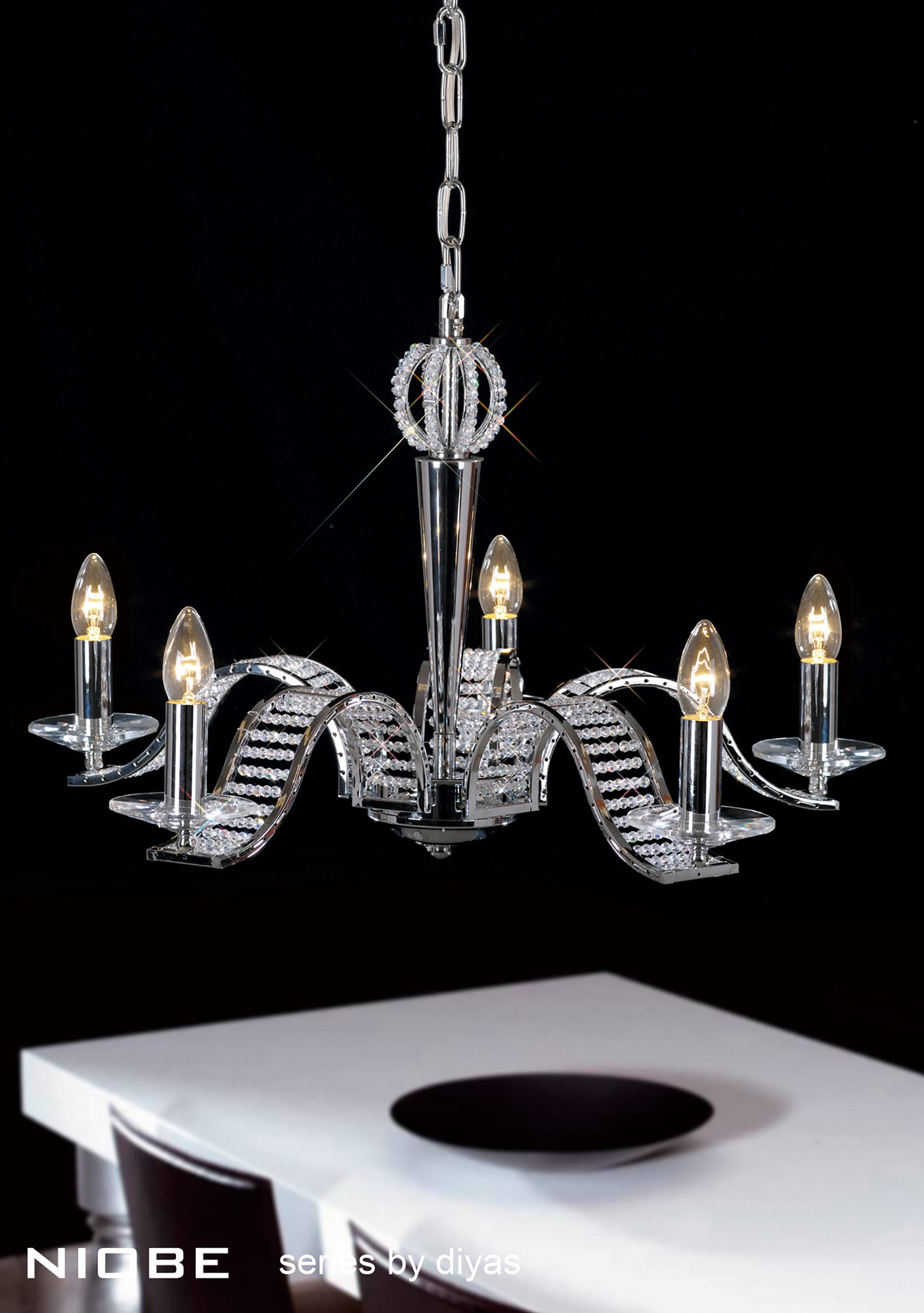 Niobe Crystal Ceiling Lights Diyas Multi Arm Crystal Fittings